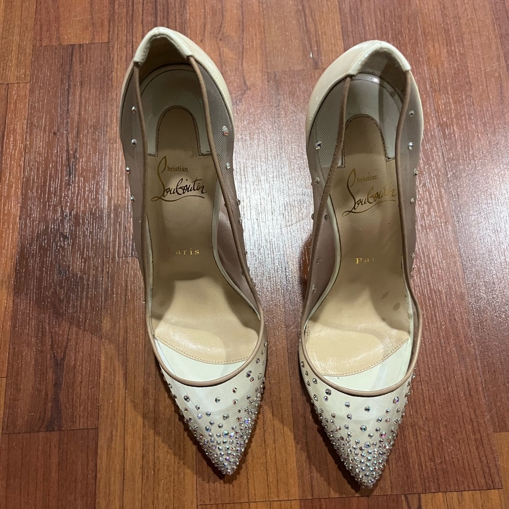 Christian Louboutin follies strass 100 rete/patent heels